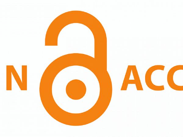 Orange open padlock icon representing open access between orange letters 'N' and partial 'AC' on white background
