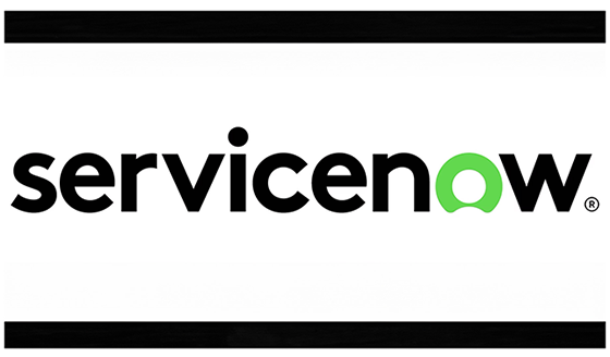 ServiceNow logo in black lowercase letters with the 'o' in green featuring a speech bubble tail.