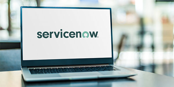 service now logo on laptop screen