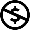 reative Commons non-commercial use logo. A black dollar sign with a diagonal line through it, enclosed in a black circle on a white background,.