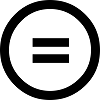 Creative Commons No Derivatives Logo. Black and white icon of an equals sign inside a circle.